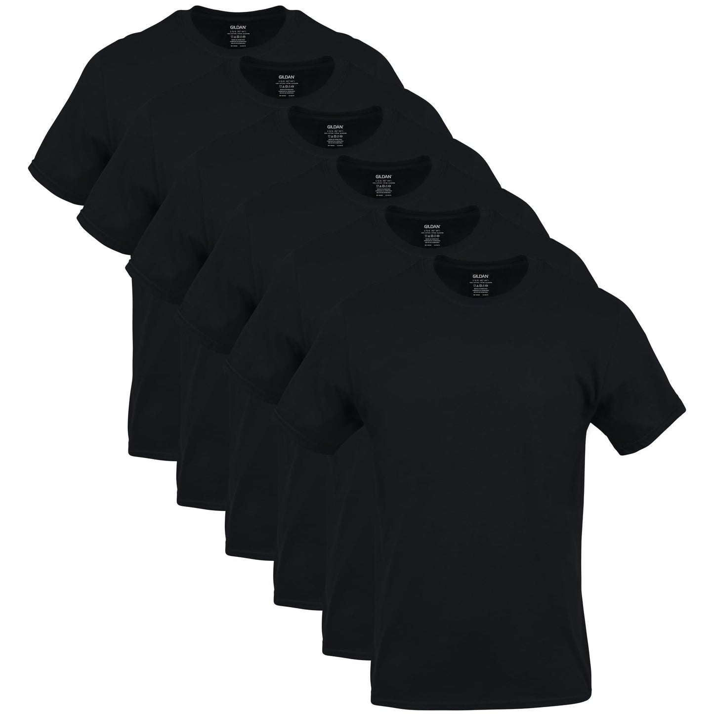 GILDAN Men's Crew T-Shirts, Multipack, Style G1100, Black (6-Pack), Medium