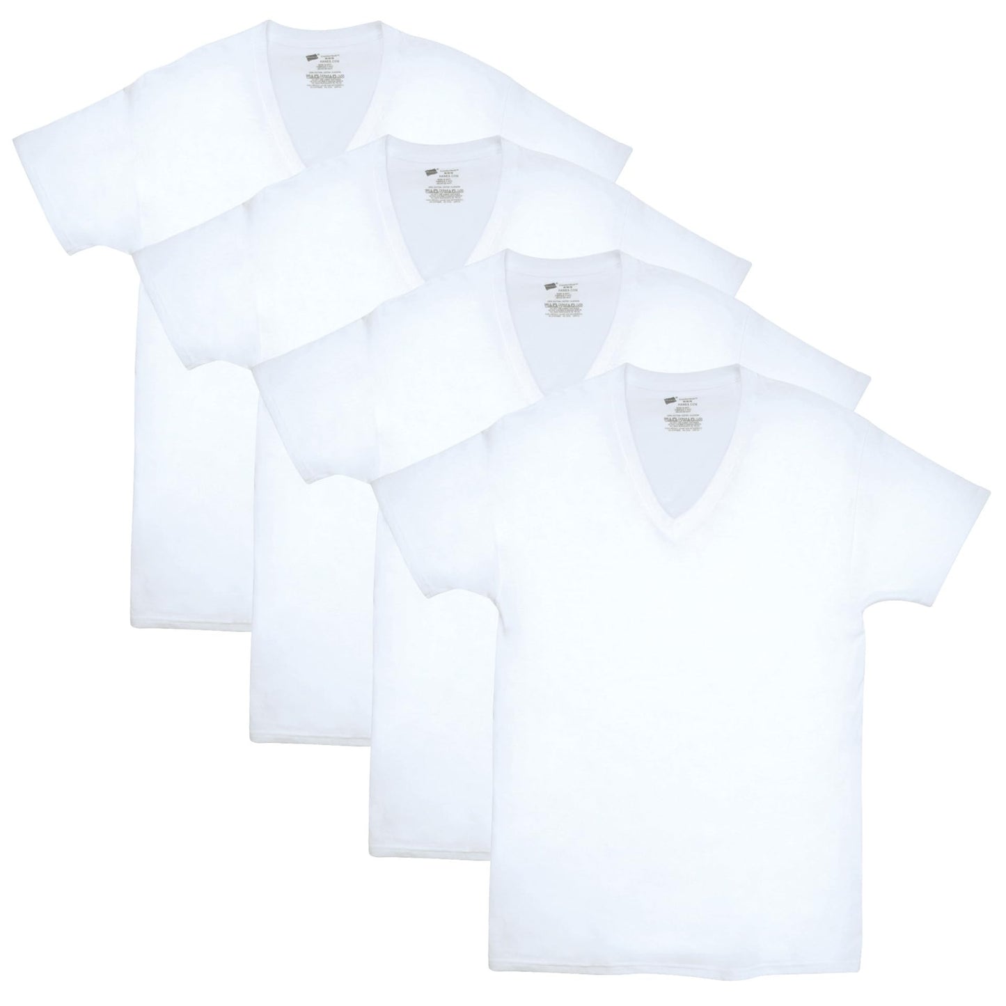 Hanes Men's ComfortSoft 4 Pack FreshIQ Cotton V-Neck T-Shirt, White, Small 🍁 All In One Marketplace Canada