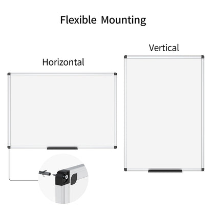 VIZ-PRO Magnetic White Board, Dry Erase Board 24 X 18 Inches, Whiteboard with Silver Aluminium Frame