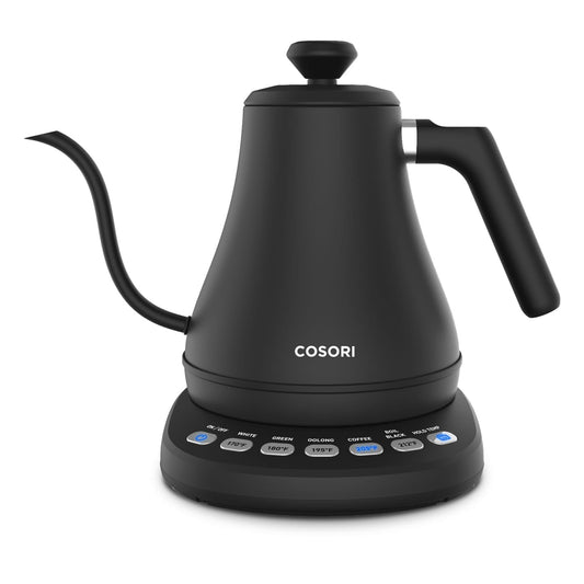 Cosori Electric Gooseneck Kettle,5 Temperature Control Presets, Pour Over Kettle for Coffee & Tea, 1200W Fast Heating, 100% Stainless Steel Inner Lid & Bottom, Tea Kettle, 0.8L/Matte Black