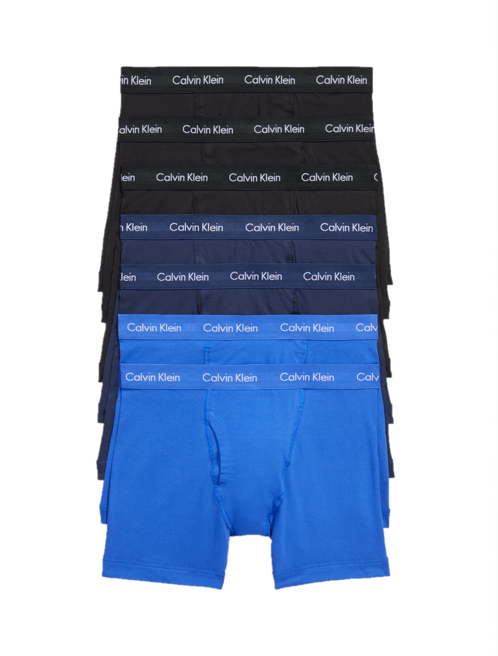 Calvin Klein Men's Cotton Stretch 7-Pack Boxer Brief, 3 Black, 2 Blue Shadow, 2 Cobalt Water, Large 🍁 All In One Marketplace Canada