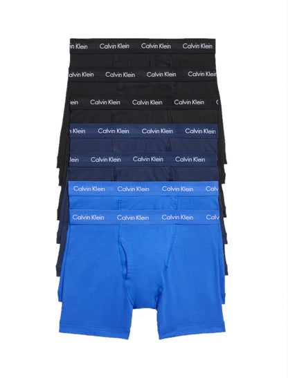 Calvin Klein Men's Cotton Stretch 7-Pack Boxer Brief, 3 Black, 2 Blue Shadow, 2 Cobalt Water, Large 🍁 All In One Marketplace Canada