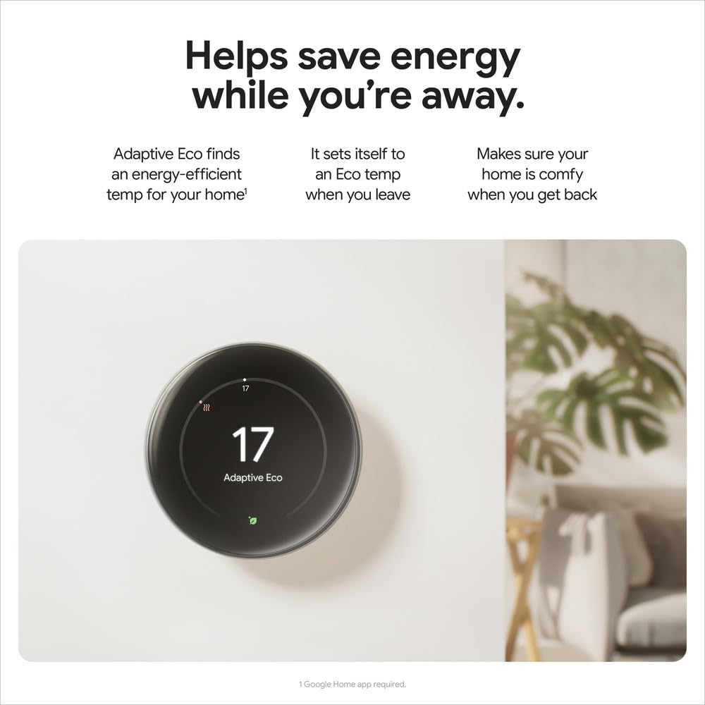 Google Nest Learning Thermostat (4th Gen) with Temp Sensor - Obsidian Google