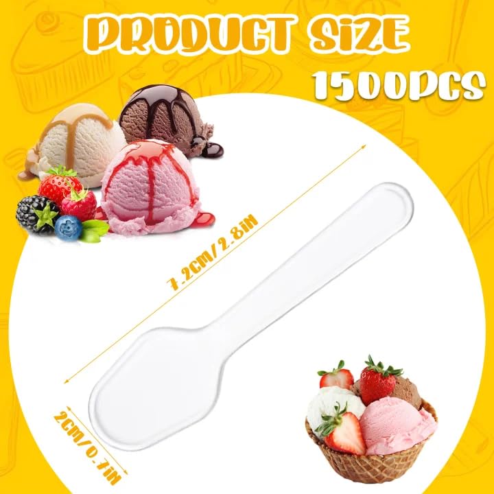 MUXHEL 1500Pcs Clear Mini Plastic Spoons 3 Inch Heavy Duty Plastic Dessert Spoons Disposable Tasting Spoons for Dessert, Ice Cream, Jelly, Pudding, Yogurt, Cake, Appetizers 🍁 All In One Marketplace Canada
