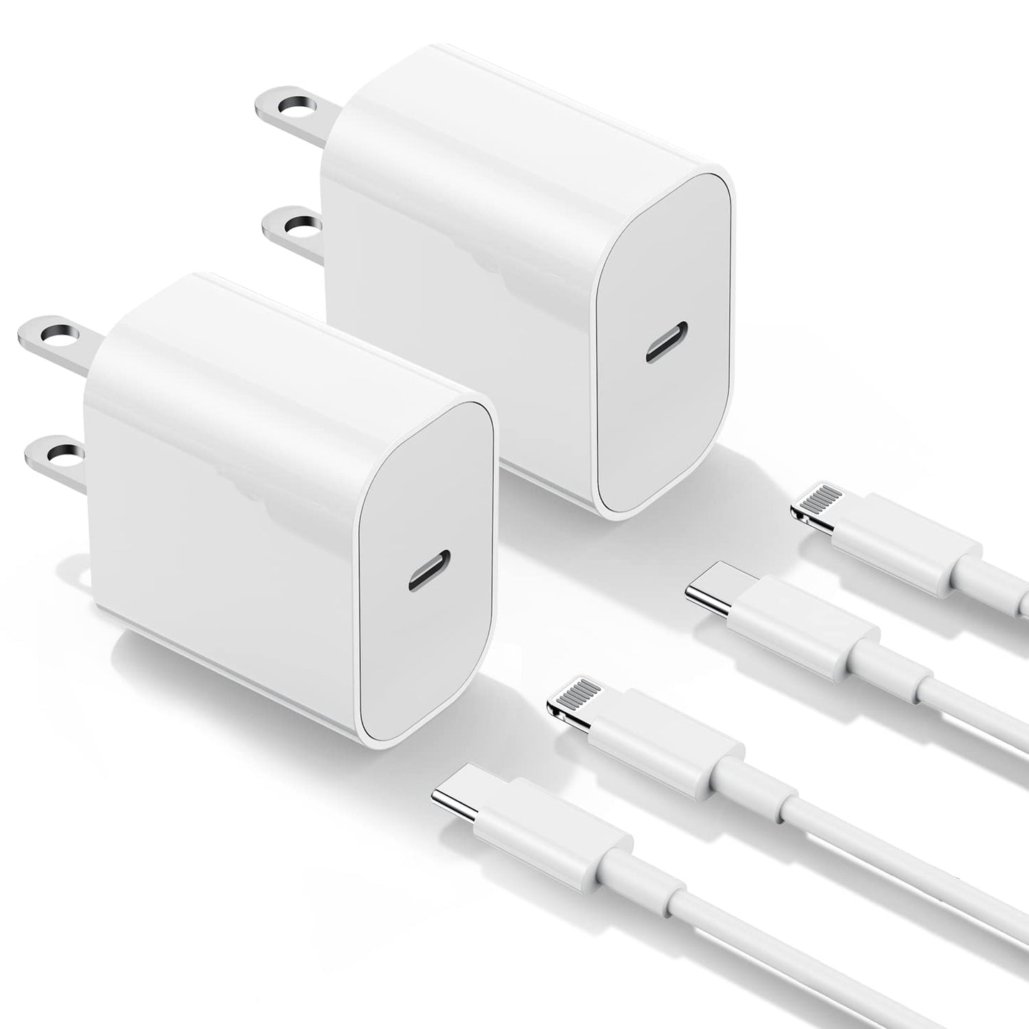 2Pack Apple Certified iPhone Charger Fast Charging, PD USB C Wall Charger Block with Type C to Lightning Cable 6ft Compatible with iPhone 14/14 Plus/13 Pro Max/12/12 Pro/11/iPad - Available at All In One Marketplace Canada