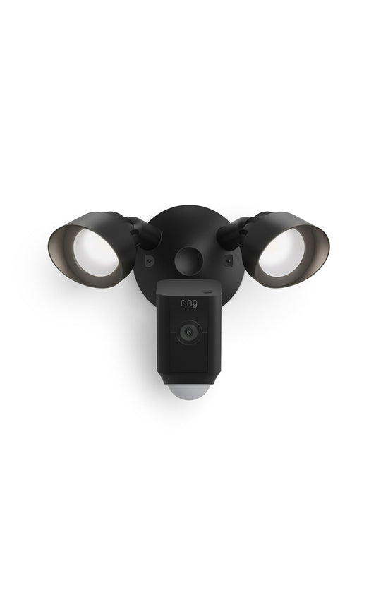 Ring Floodlight Cam Wired Plus with motion-activated 1080p HD video, Black