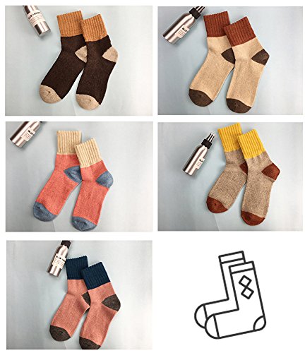 woogwin 5 Pairs Womens Winter Warm Thick Knit Wool Cozy Vintage Crew Socks 🍁 All In One Marketplace Canada