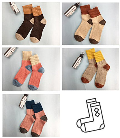 woogwin 5 Pairs Womens Winter Warm Thick Knit Wool Cozy Vintage Crew Socks 🍁 All In One Marketplace Canada