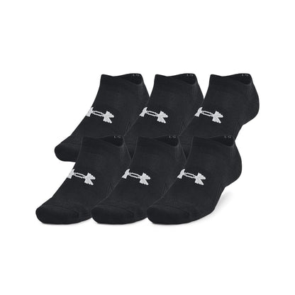Under Armour Unisex Adult Training Cotton No Show Socks (6 Pairs), (001) Black/Black/White, Large Under Armour