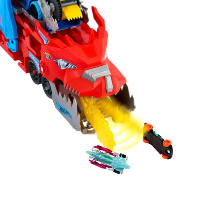 Hot Wheels City Toy Car Track Set, Ultimate Dual Dragon Transporter & 2 Die-Cast Cars, Large-Scale Dragon & Detachable Dragon, Stores 20+ Vehicles Hot Wheels