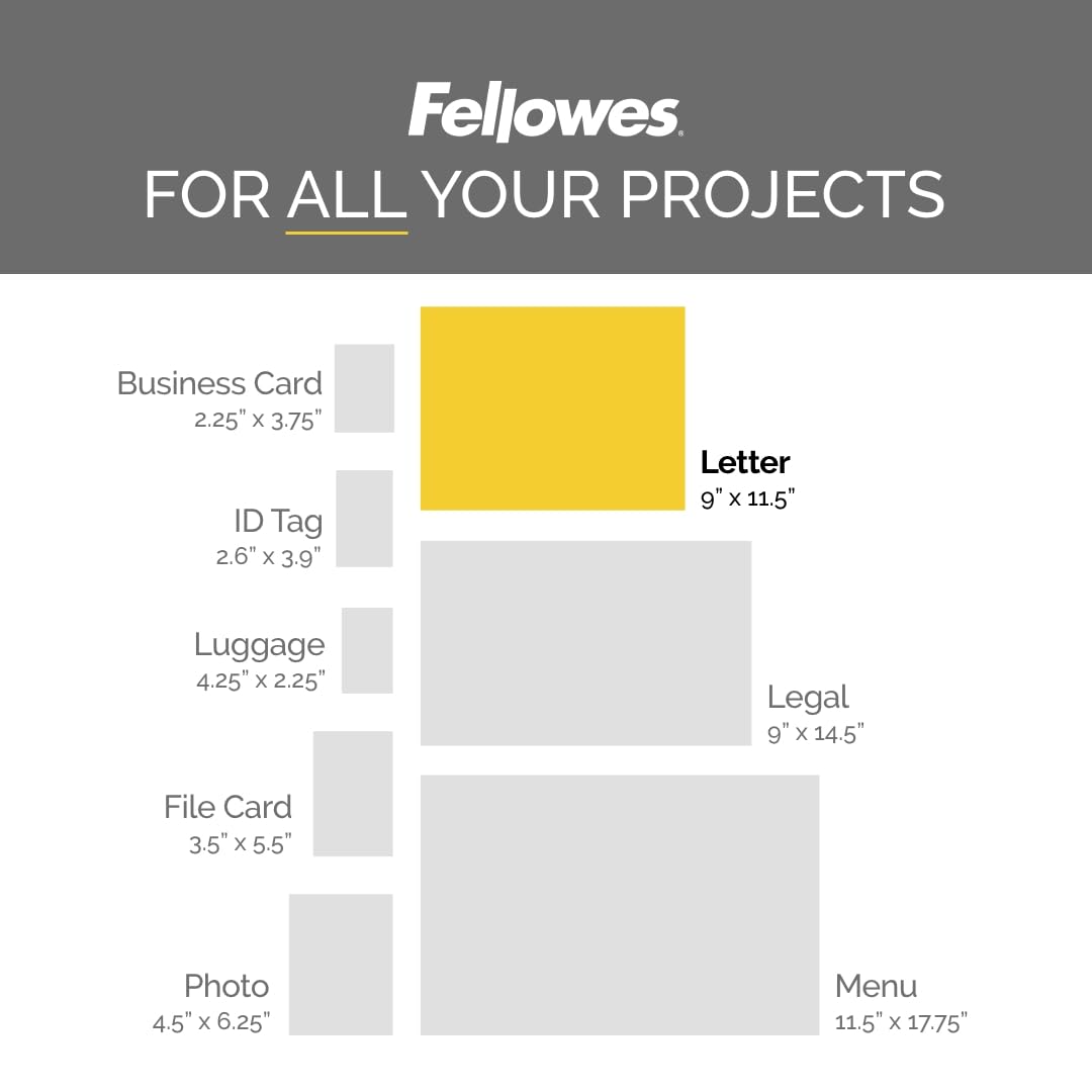 Fellowes Thermal Laminating Pouches, Letter Size Sheets 9 x 11.5-Inches, 3 mil, 200 Pack (5743401), Clear Fellowes