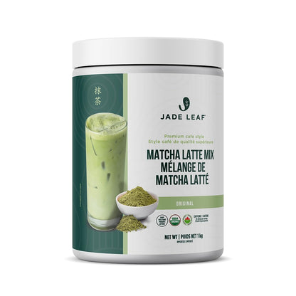 Jade Leaf Matcha Organic Matcha Latte Mix - Lightly Sweet Japanese Matcha Green Tea Powder with Organic Cane Sugar for Café Style Blend, 100 Servings (1kg Tub)