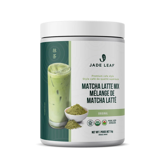 Jade Leaf Matcha Organic Matcha Latte Mix - Lightly Sweet Japanese Matcha Green Tea Powder with Organic Cane Sugar for Café Style Blend, 100 Servings (1kg Tub)
