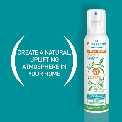 Puressentiel Purifying Air Spray - 41 Essential Oils - Home, Car & Textile Air Purifier & Freshener, Odor Elimiator - 100% Natural Origins - 200ml