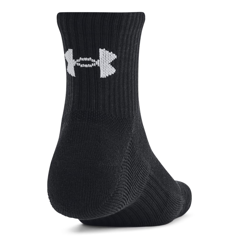 Under Armour Unisex-Adult Training Cotton Quarter Socks 6 Pack, (001) Black/Black/White, Large Under Armour