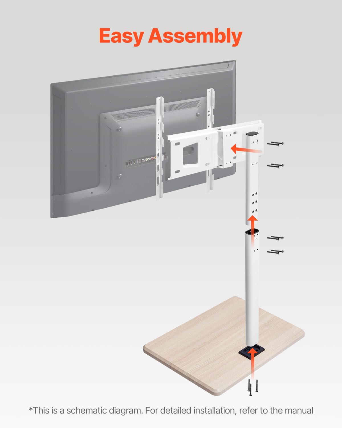 VEVOR Rolling TV Stand, Mobile TV Cart for 32-70 Inch Screens, 25° Left-Right Rotation and Height Adjustable TV Mount on Wheels, Holds up to 99 lbs for Corner, Bedroom, Outdoor, Max VESA 600x400mm VEVOR