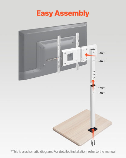 VEVOR Rolling TV Stand, Mobile TV Cart for 32-70 Inch Screens, 25° Left-Right Rotation and Height Adjustable TV Mount on Wheels, Holds up to 99 lbs for Corner, Bedroom, Outdoor, Max VESA 600x400mm VEVOR