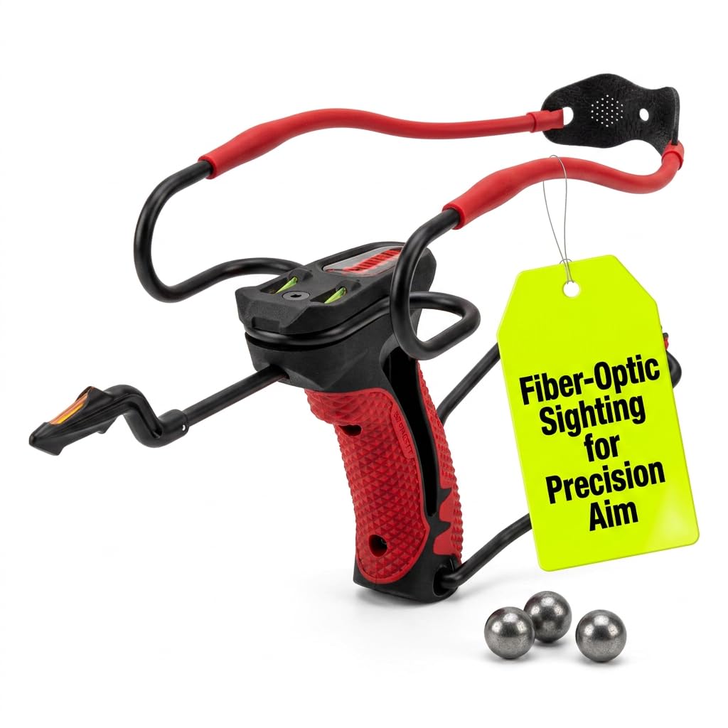 Barnett King Rat Slingshots, Cobra Slingshot with Stabilizer & Brace, Includes Magnum Power Bands, Practice Ammo, & Brushed Leather Pouch,Red/Black 🍁 All In One Marketplace Canada