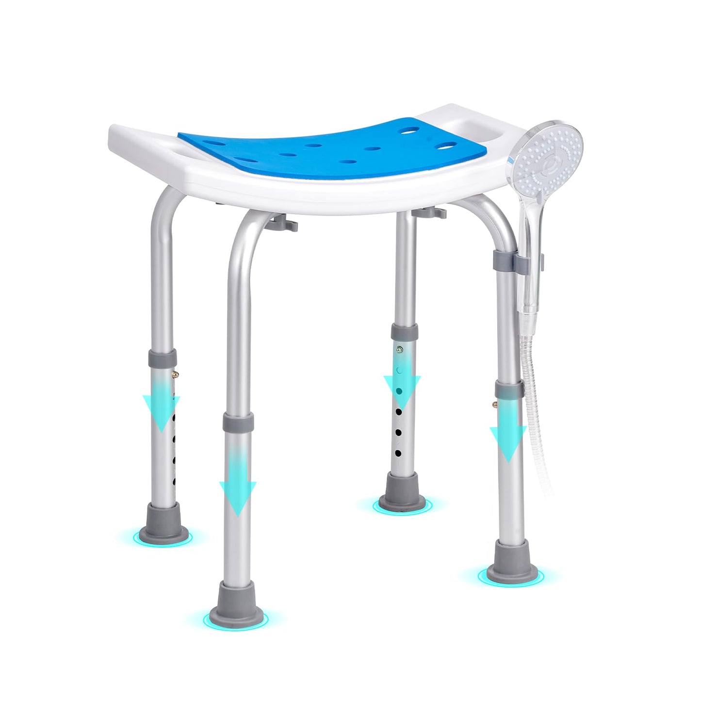 VEVOR Shower Chair, Adjustable Height Shower Stool, Shower Seat for Inside Shower or Tub, Non-Slip Bench Bathtub Stool Seat for Elderly Disabled Handicap, 350 LBS Capacity VEVOR