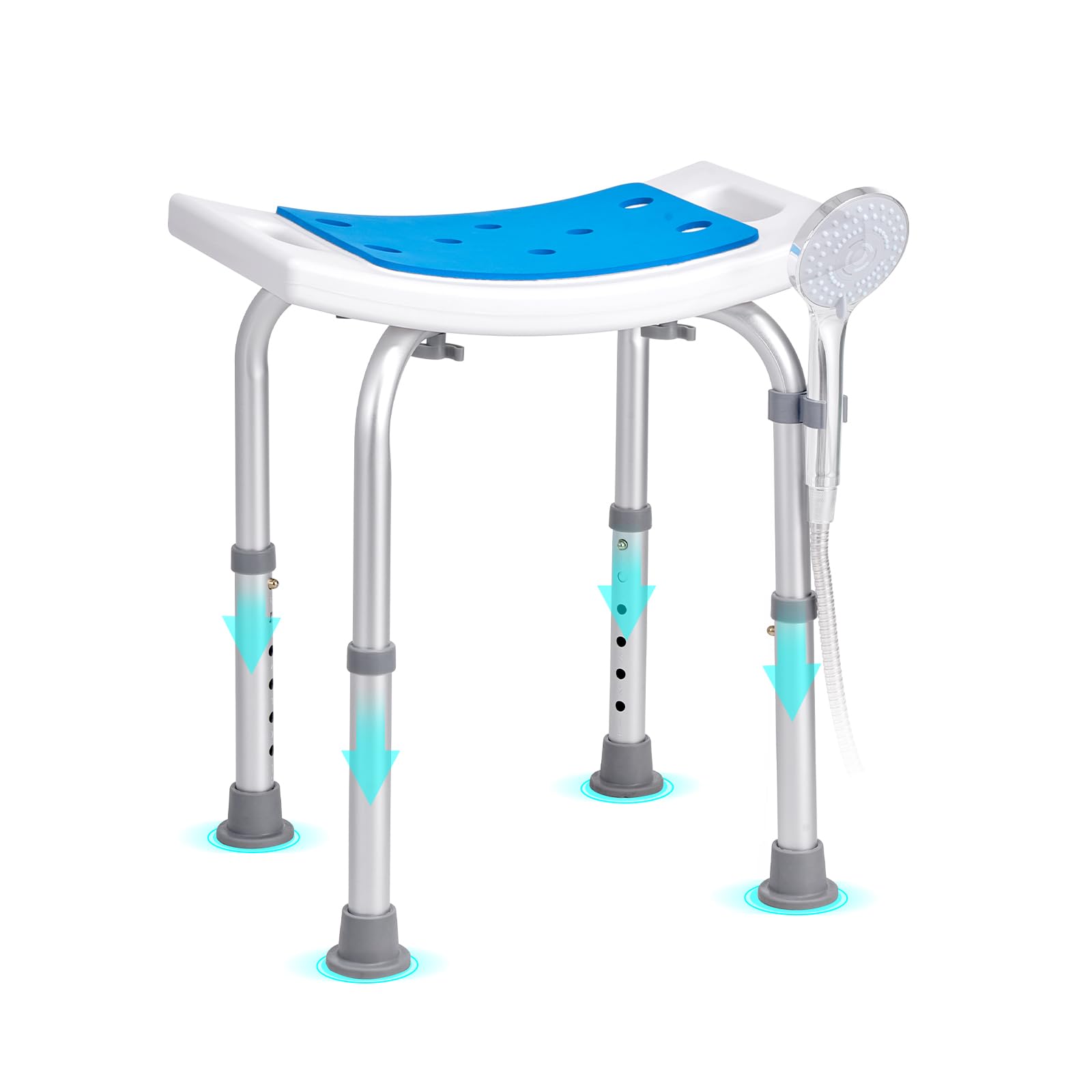 VEVOR Shower Chair, Adjustable Height Shower Stool, Shower Seat for Inside Shower or Tub, Non-Slip Bench Bathtub Stool Seat for Elderly Disabled Handicap, 350 LBS Capacity VEVOR