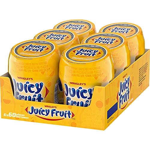 Juicy Fruit Chewing Gum - Fruit Flavored, 60 Pieces, 6 Bottles
