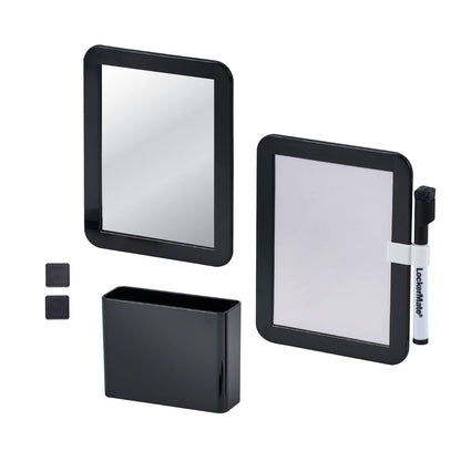 LockerMate 6-Piece Locker Organizer Kit, Includes Mirror, Whiteboard, Storage Cup & Dry Erase Marker, Black (5096-BLK)