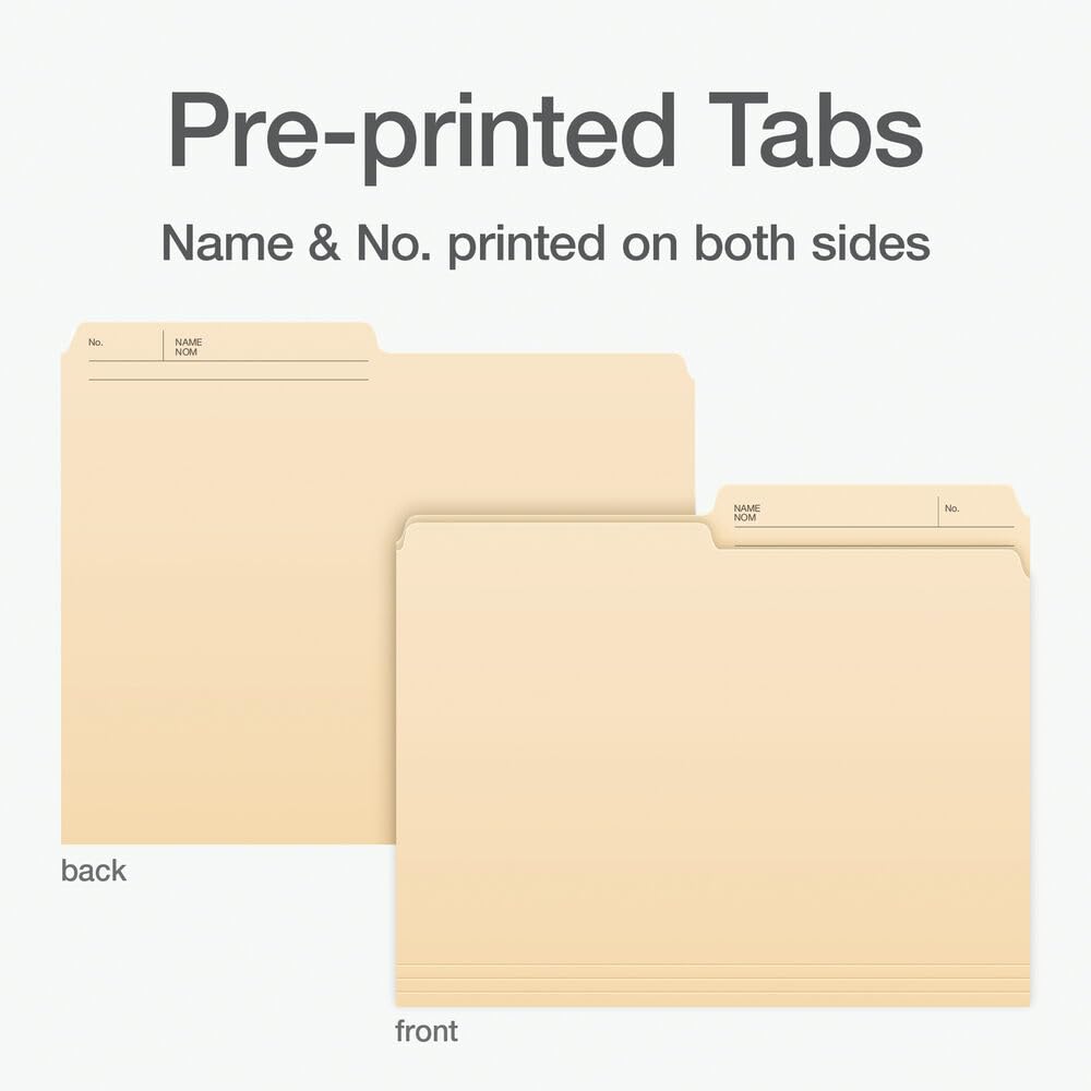 Pendaflex File Folders, 1/2 Cut Tab, 11 pt, Letter Size, Manila, Recycled Paper, Carton of 250, Durable & Reversible File Organizers for Office, Home & School Filing Systems