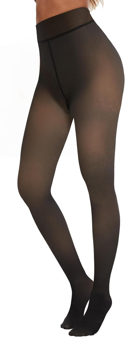 Fleece Lined Tights Women - Winter Warm Thermal Thick Tights for Women Pantyhose Fake Translucent leggings 🍁 All In One Marketplace Canada