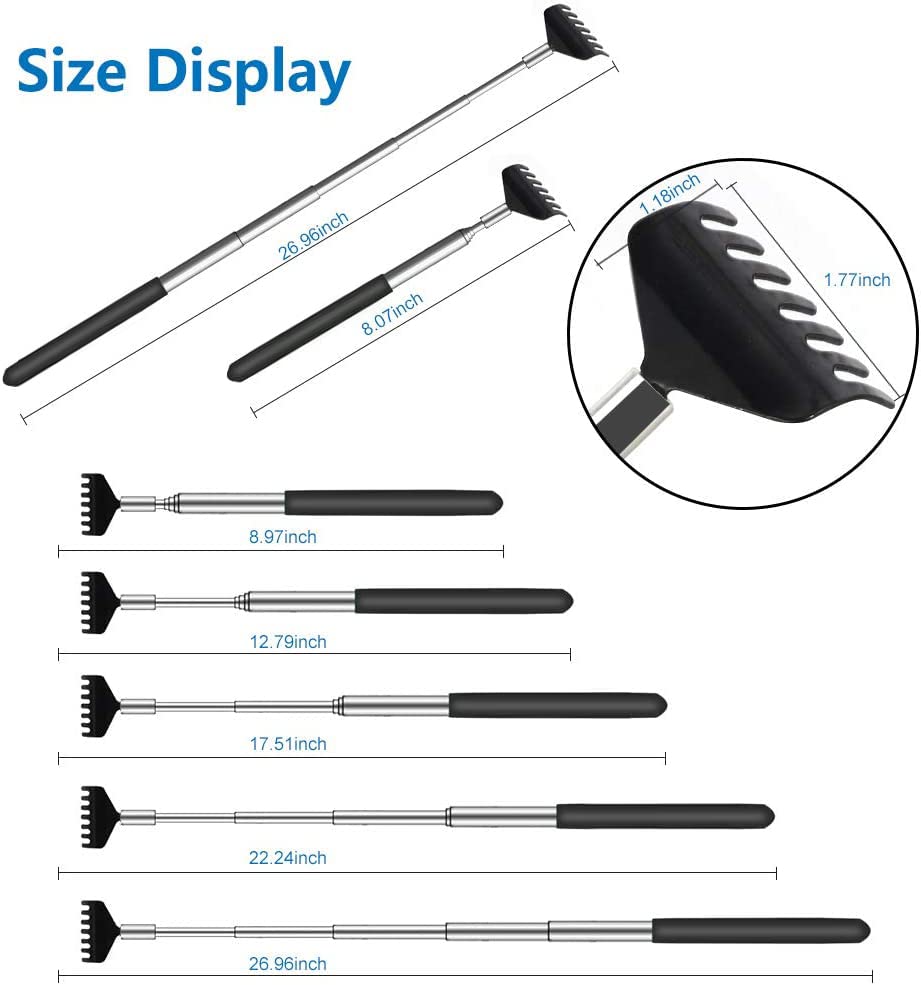 Back Scratcher, YIMICOO 6 Pack Portable Extendable Telescopic Eagle Claw Metal Back Scratchers/Hand Massager with Soft Rubber Handles for Thanksgiving, Birthday, Christmas Gifts (style 2) 🍁 All In One Marketplace Canada