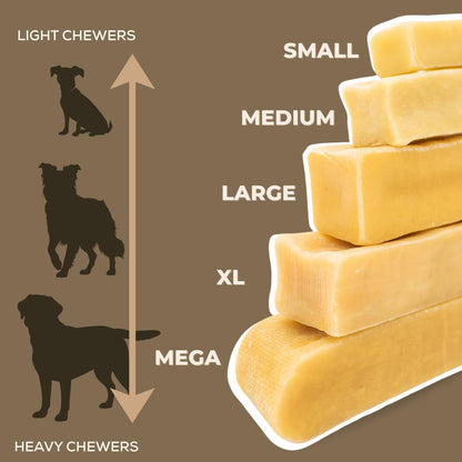 Bully Bunches Large Authentic Yak Cheese Himalayan Chews for Large Dogs & Heavy Chewers - All Natural Dog Treat Dental Chews, Made with Real Yak Milk - Lactose & Rawhide Free (2 Pk)