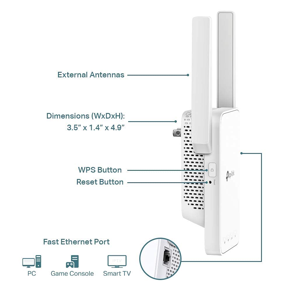 TP-Link AC1200 WiFi Extender (RE315) - Covers up to 1,500 Sq.ft and 25 Devices, Up to 1200Mbps, Dual Band WiFi Booster Repeater, Access Point Mode