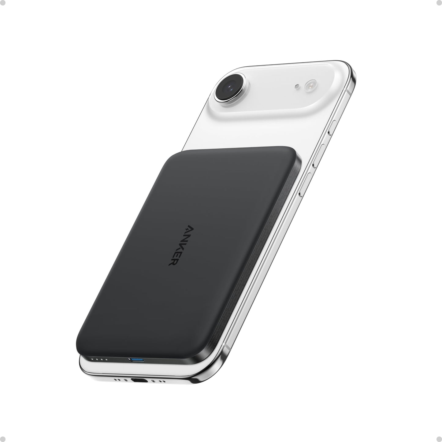 Anker Nano Power Bank, Ultra-Slim 5,000mAh Magnetic Battery Pack, Qi2 Certified 15W Max Ultra-Fast MagSafe-Compatible Portable Charger, Ergonomic Design, for iPhone Air/17/16/15 Series (Not for Pixel) - Available at All In One Marketplace Canada