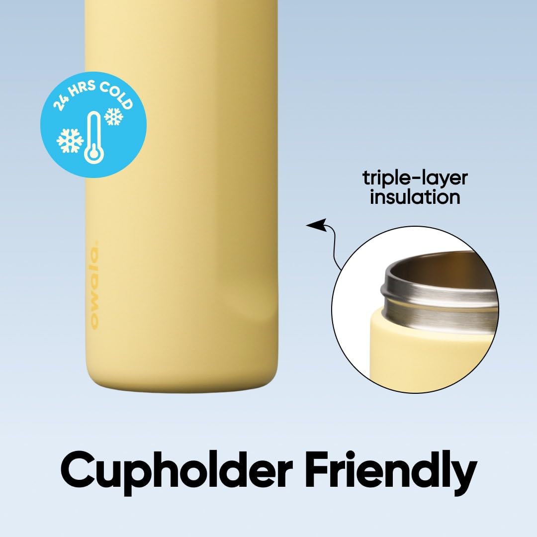 Owala FreeSip Insulated Stainless Steel Water Bottle with Straw, BPA-Free Sports Water Bottle, Great for Travel, 24 Oz, Butter Half
