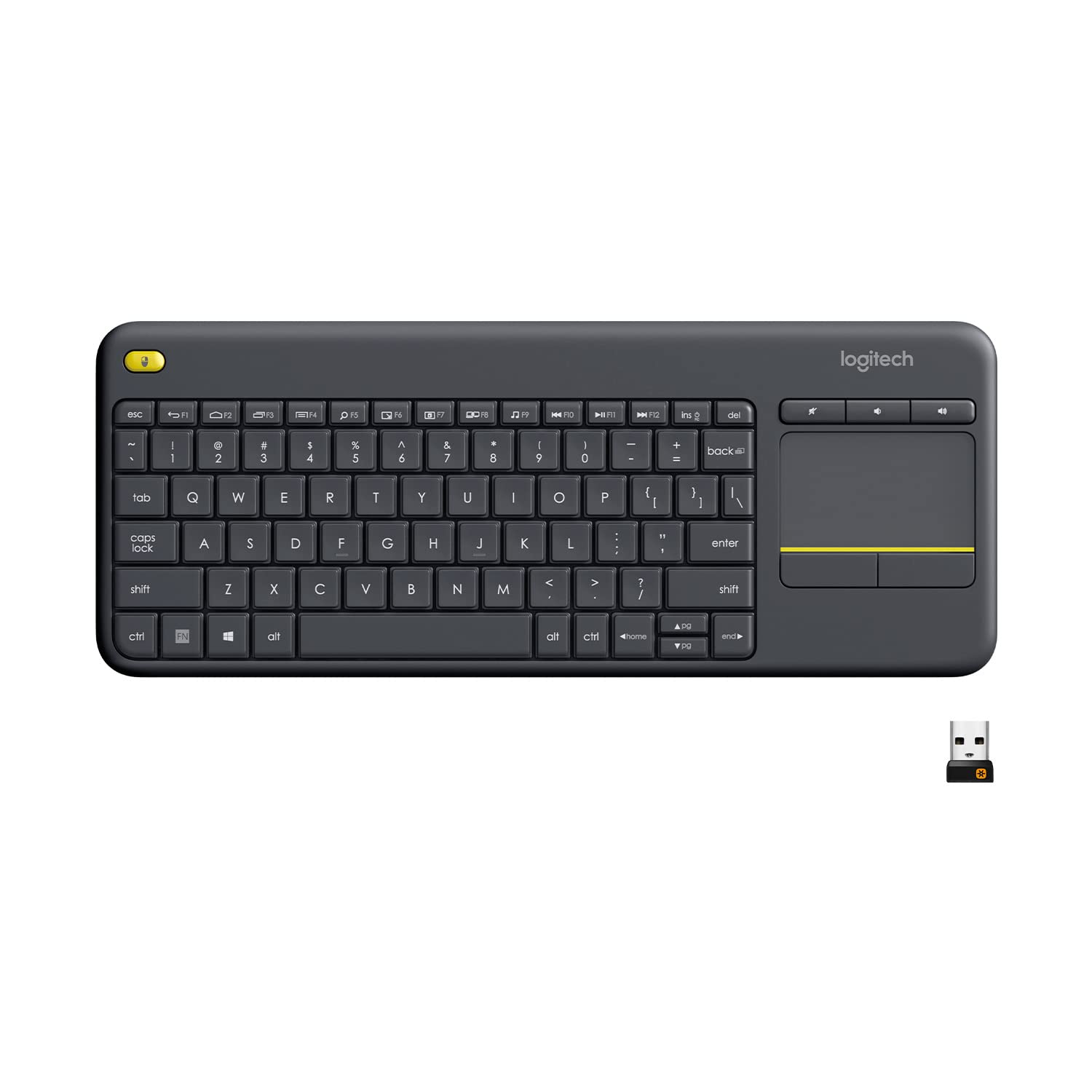 Logitech K400 Plus Wireless Touch TV Keyboard with Easy Media Control and Built-in Touchpad, HTPC Keyboard for PC-Connected TV, Windows, Android, ChromeOS, Laptop, Tablet - Black - Available at All In One Marketplace Canada