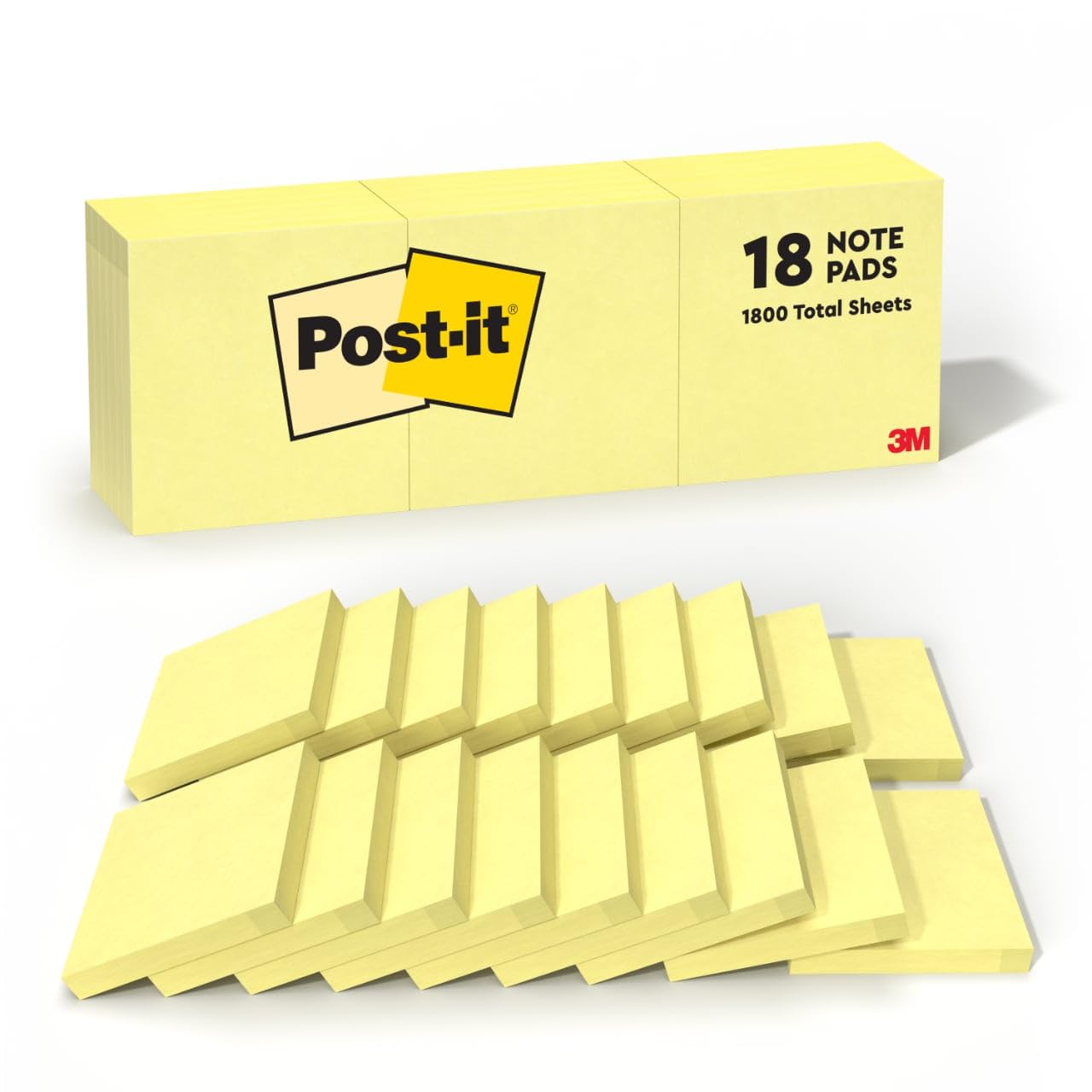 Post-it Notes, 3x3 in, 18 Pads, Canary Yellow, Clean Removal, Recyclable 🍁 All In One Marketplace Canada