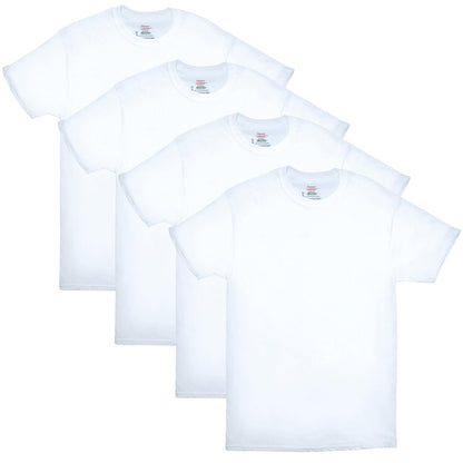 Hanes Mens ComfortSoft 4 Pack Cotton Crewneck T-Shirt. Undershirts, White, Small US