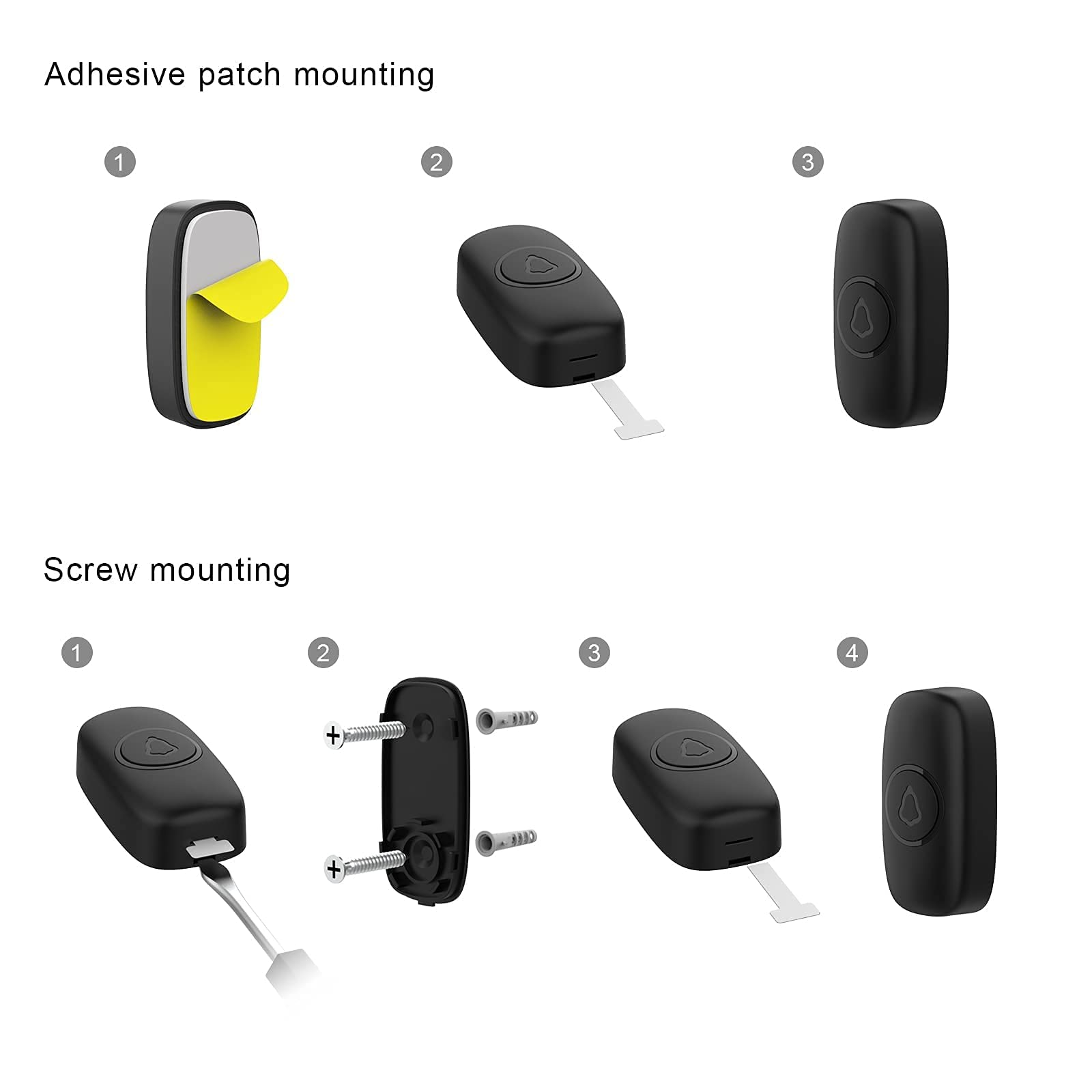 SECRUI Wireless Doorbell, Easy Installation, Adjustable Volumes, 58 Chimes, 1000Ft Operating Range, LED Indicator, Black