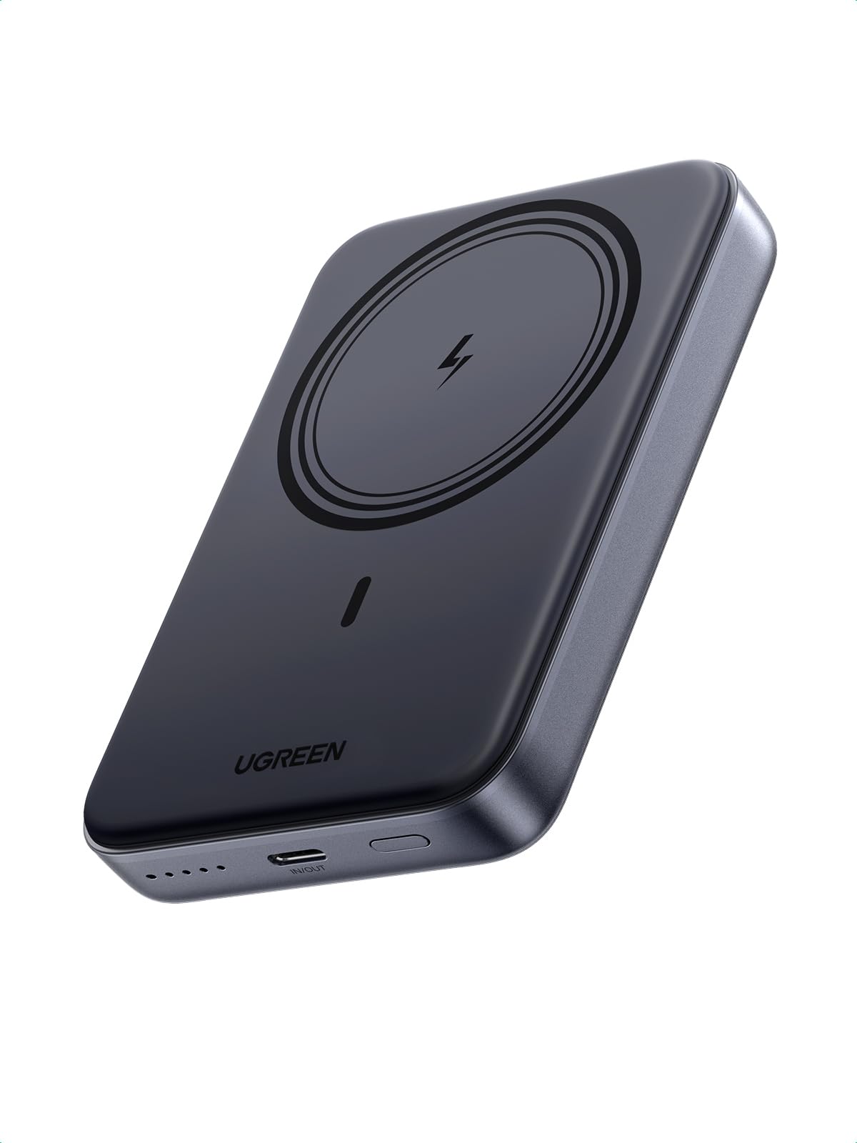 UGREEN 10000mAh PD 20W Magnetic Battery Pack Power Bank for iPhone, 7.5W Wireless Portable Charger with Magsafe, Skin-Friendly Compatible with iPhone 17/16/15/14/13 Series-Black, Includes USB-C Cable - Available at All In One Marketplace Canada