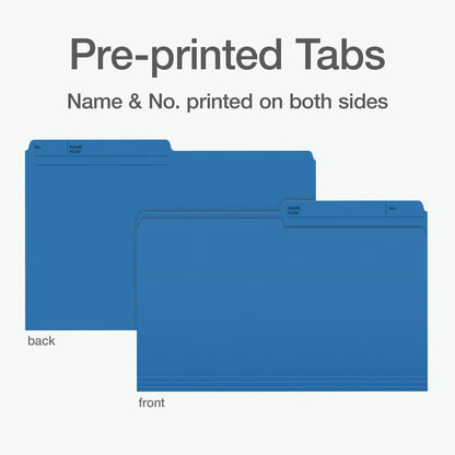 Pendaflex File Folders, 1/2 Cut Tab, Legal Size, Blue, Durable & Tear-Resistant File Organizers, 100/Box for Office, Home & School Filing Systems, Reversible & Eco-Friendly