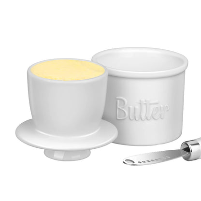 ADIVEE Butter Crock with Spreader, Porcelain French Butter Keeper, White 🍁 All In One Marketplace Canada