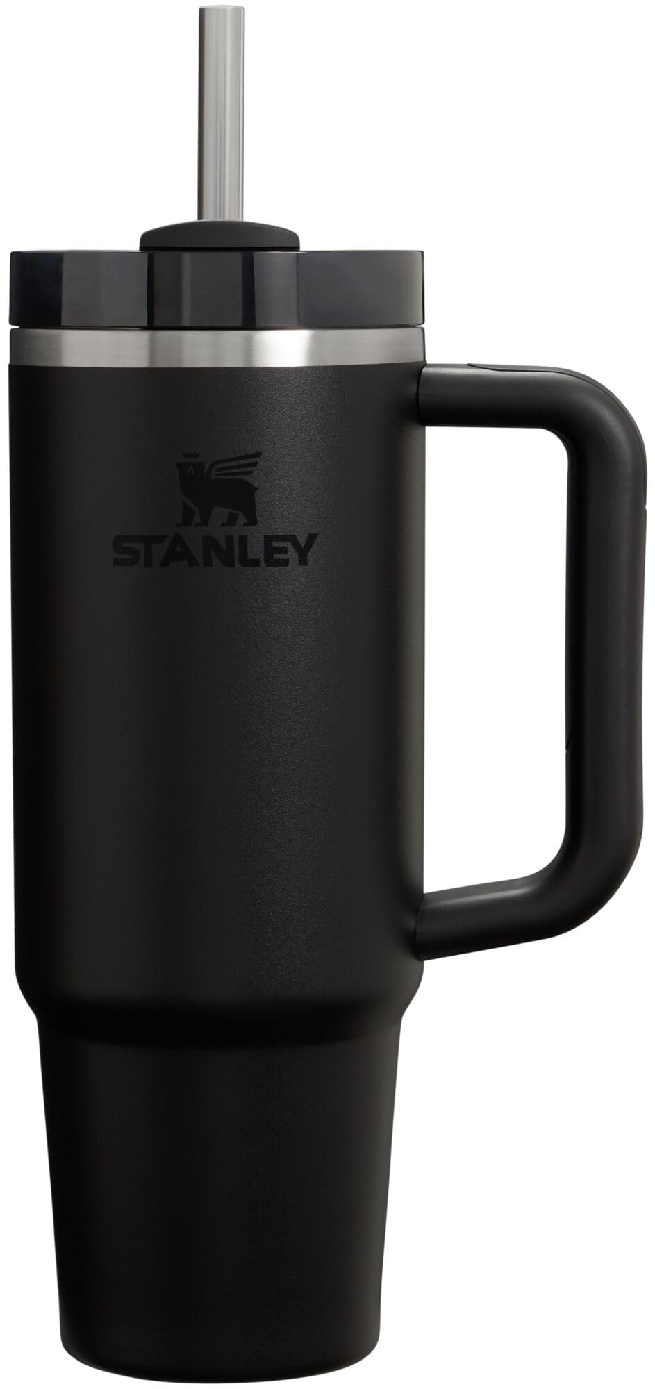 Gobelet Stanley Quencher H2.0 avec poignée et paille 30 oz | Couvercle Flowstate à 3 positions | Compatible avec porte-gobelet pour le voyage | Tasse isotherme en acier inoxydable | Sans BPA | Noir 2.0