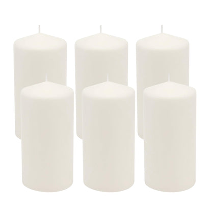 Stonebriar Unscented White Tall Pillar Candles, 65 Hour Burning Candle Pillars, Perfect for Decor, Weddings, Emergencies 3" X 6", 6 Count Stonebriar