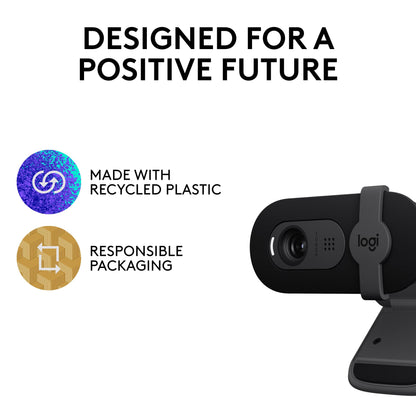 Logitech Brio 101 Full HD 1080p Webcam for Meetings, Streaming, Desktop, Laptop, PC - Built-in Mic, Shutter, Works with Zoom, Microsoft Teams, Nintendo Switch 2’s New GameChat Mode, USB-A,-Black - Available at All In One Marketplace Canada