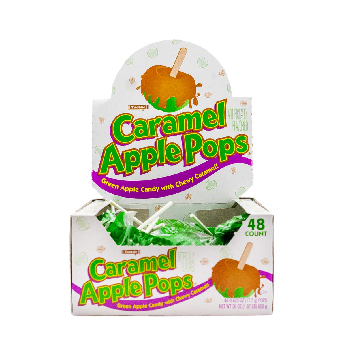 Tootsie Caramel Apple Pop - Box of 48 Individually Wrapped Lollipops