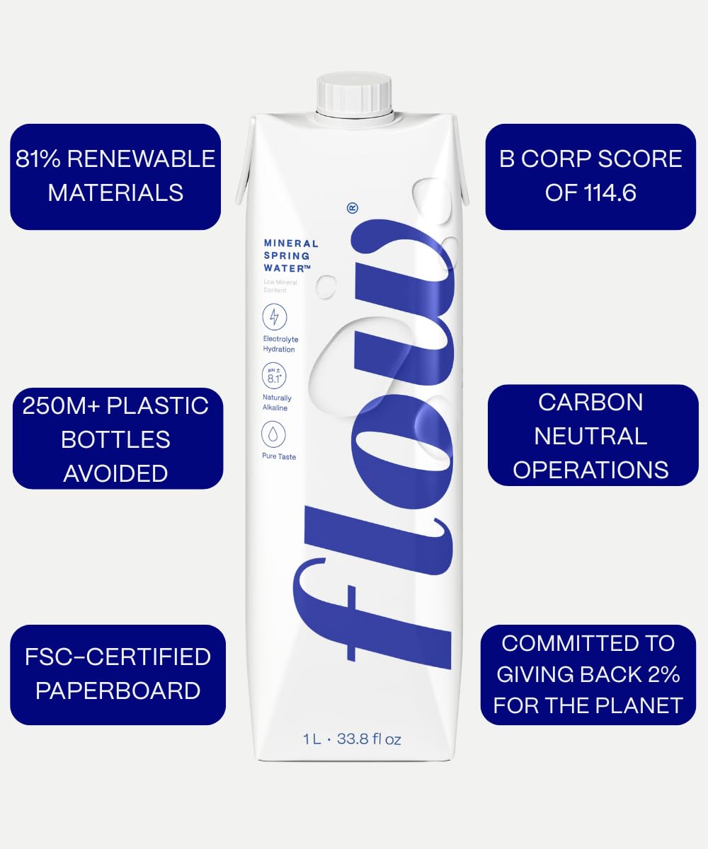 Flow Artesian Mineral Spring Water, Strawberry + Rose, 500 ml, 12 Pack