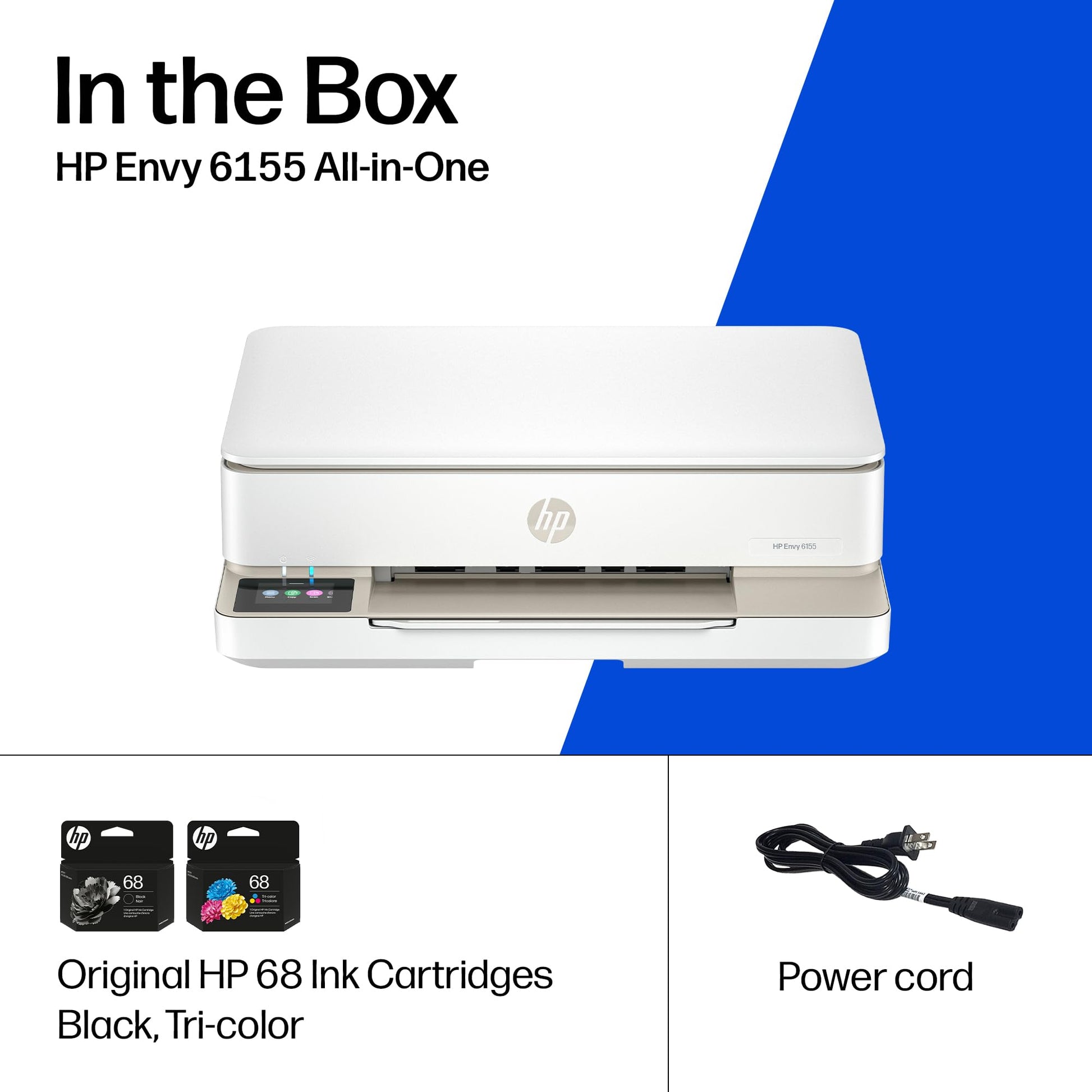 HP Envy 6155 Wireless All in One Color Inkjet Printer; Print, Scan, Copy, Duplex Printing Best-for-Home, 3 Month Trial of Instant Ink Included, AI-Capable (C2WR7A) Portobello HP