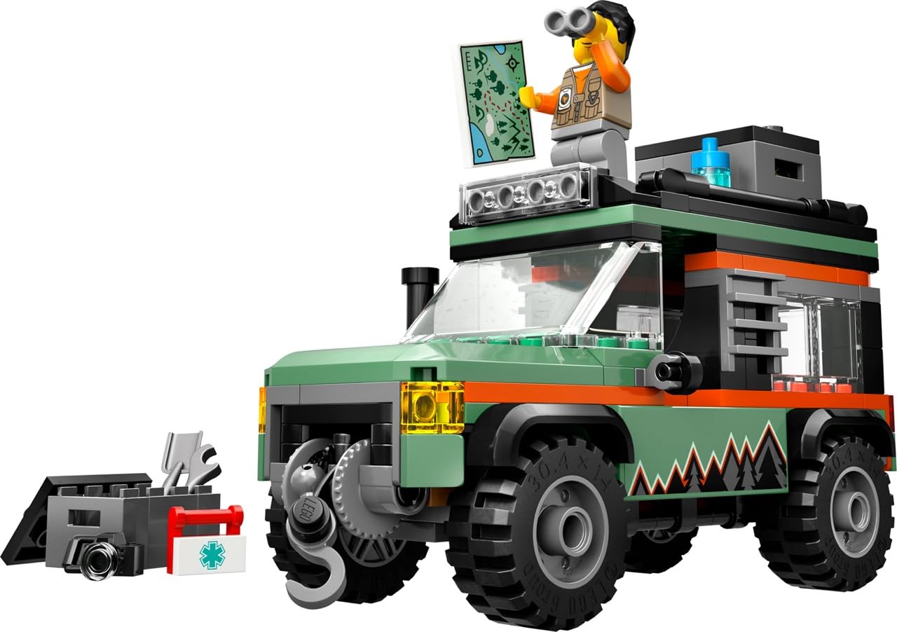 LEGO City Off-Road 4x4 Mountain Truck Toy - Building Toy Set for Kids, Boys and Girls, Ages 6+ - Fun Gift Idea for Ramadan - with Adventurer Minifigure and Accessories - 60447