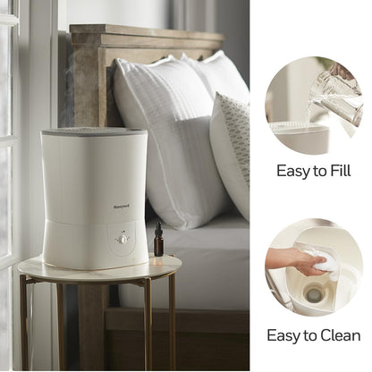 Honeywell HWM440WC Top Fill Easy to Care Warm Mist Humidifier, White, with Essential Oil Cup, Auto Shut-off, Warm Visible Mist, Large Room