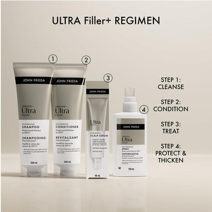 John Frieda ULTRAfiller+ Thickening Conditioner for Fine, Thin Hair | Infused wit Biotin & Hyaluronic Acid | Thicker, Fuller, Stronger hair | VALUE SIZE (725mL)