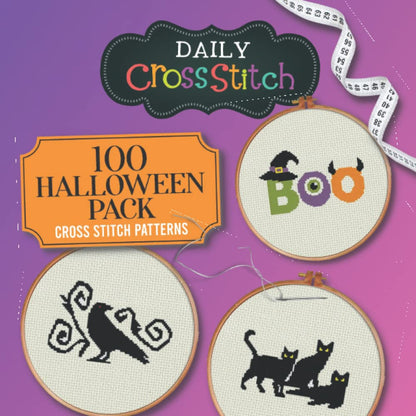 100 grands modèles de point de croix pour Halloween : Daily Cross Stitch 100 Halloween Book